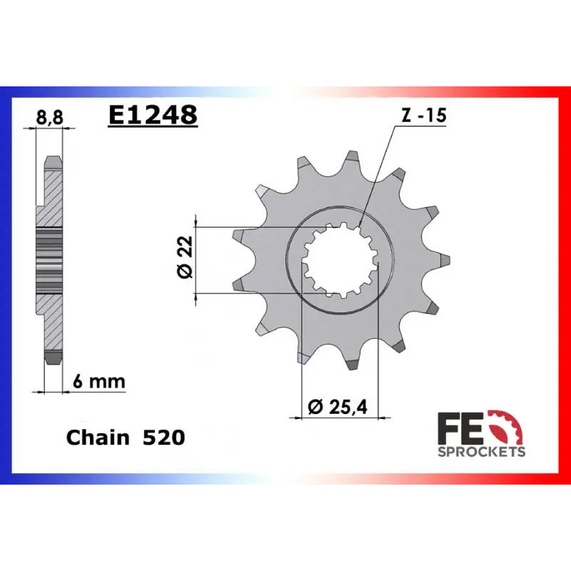 Promotion Saisonnière Pignon 15 dents pour chaine 520 – France Equipement 10523.E1248.15