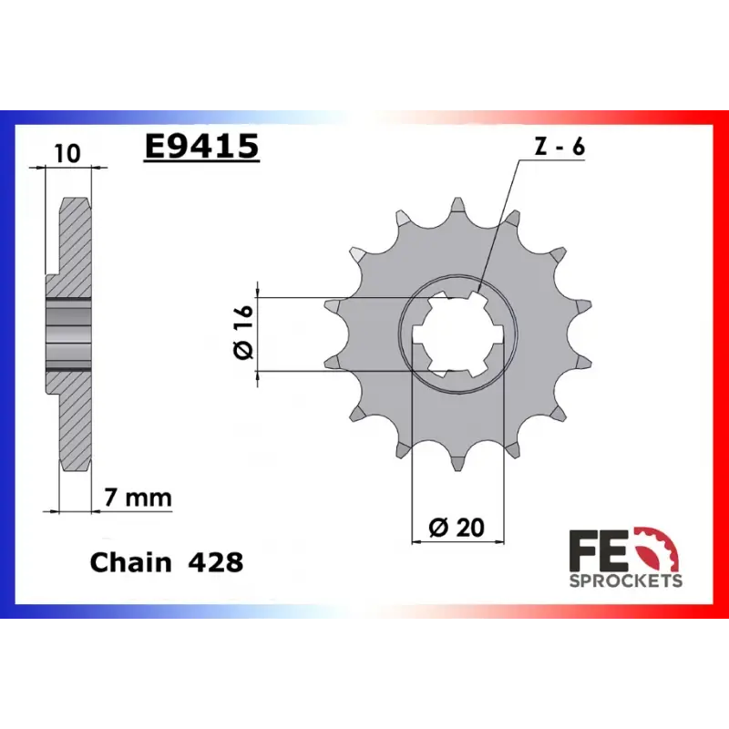 Achat Immédiat Pignon 14 dents pour chaine 428 – France Equipement 1053.E9415.14