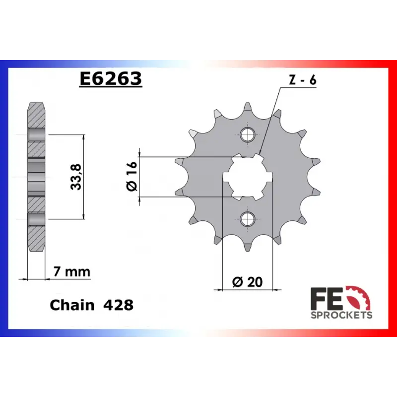 Bon Plan Pignon 16 dents pour chaine 428 – France Equipement 12009.E6263.16