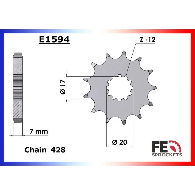 Promotion Pignon 14 dents pour chaine 428 – France Equipement 13502.E1594.14