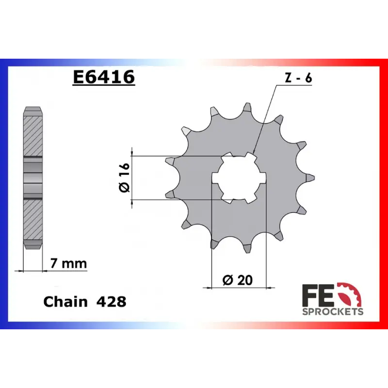 Acheter Direct Pignon 12 dents pour chaine 428 – France Equipement 3204.E416.12