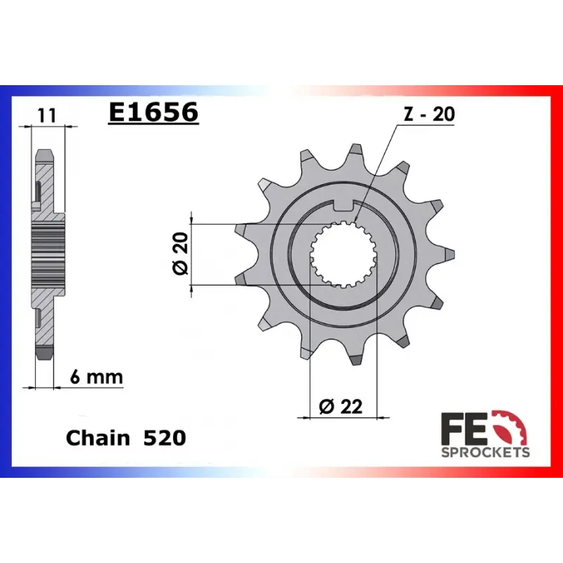 Vente Directe Pignon 13 dents pour chaine 520 – France Equipement 3399.E1656.13