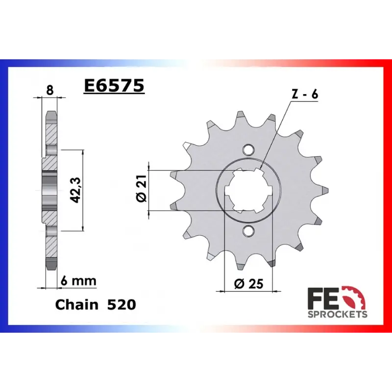 Commander Vite Pignon 13 dents pour chaine 520 – France Equipement 4982.E575.13
