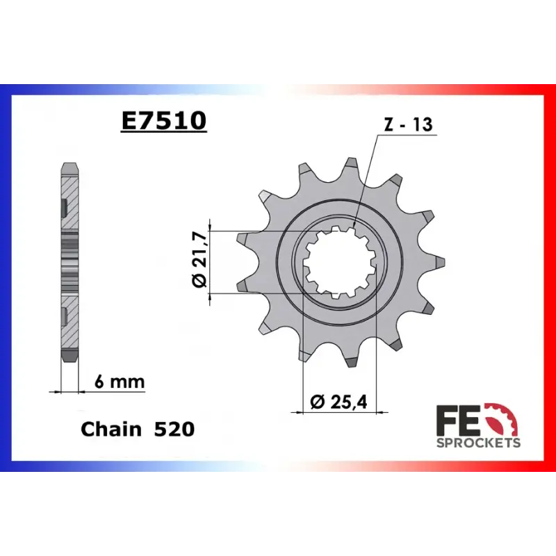 Promotion Saisonnière Pignon 13 dents pour chaine 520 – France Equipement 6093.E7510.13