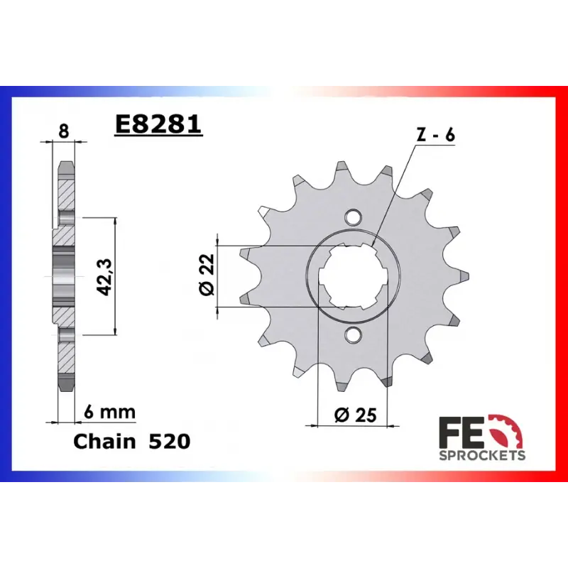 Bon Marché Pignon 14 dents pour chaine 520 – France Equipement 6305.E281.14