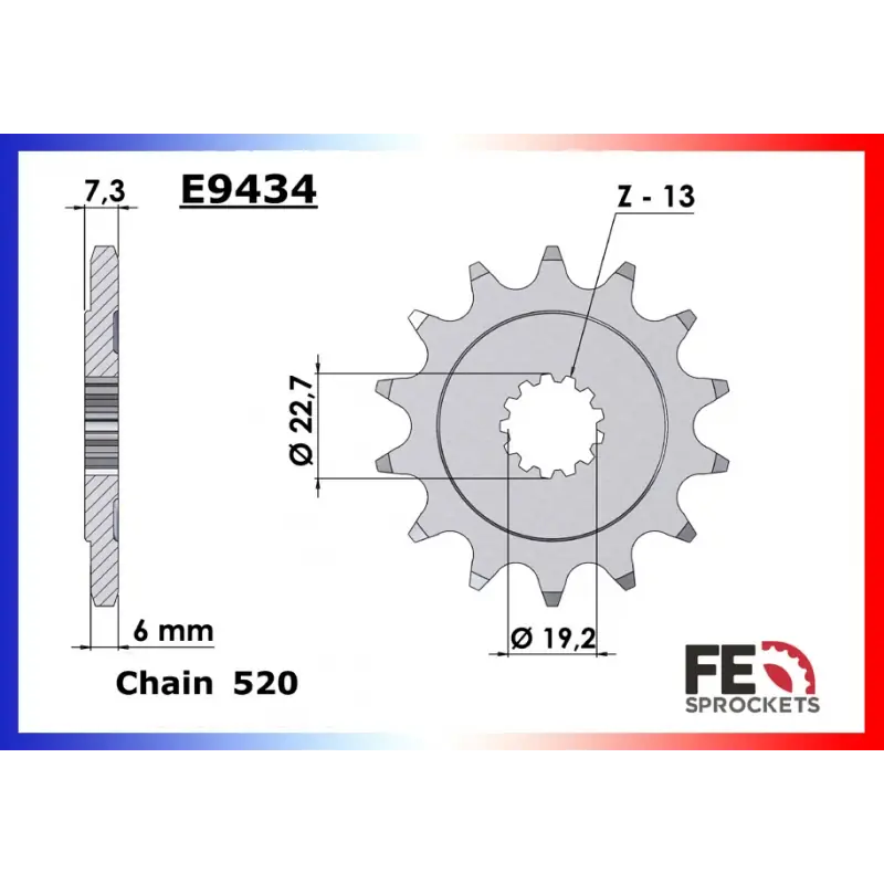 Marque Pignon 16 dents pour chaine – France Equipement 6354.E434.16