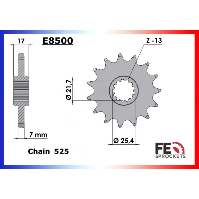 Promotion Saisonnière Pignon 15 dents pour chaine 525 – France Equipement 7805.E8500.15