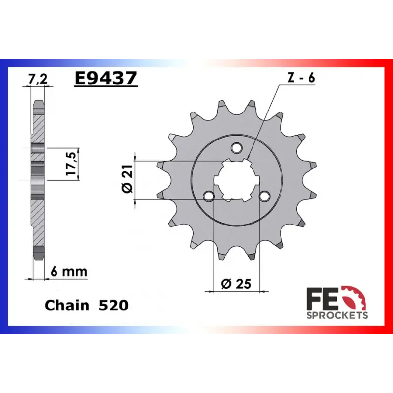 Produit De Marque Pignon 15 dents pour chaine 520 – France Equipement 8870.E437.15