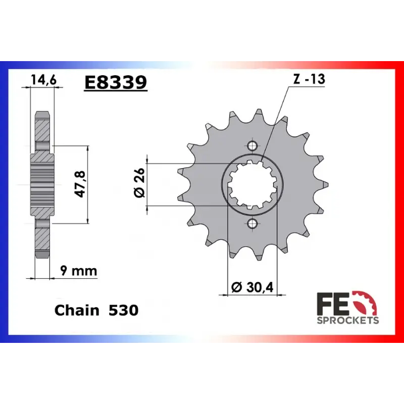 Promotion Pignon 15 dents pour chaine 530 – France Equipement 9208.E339.15