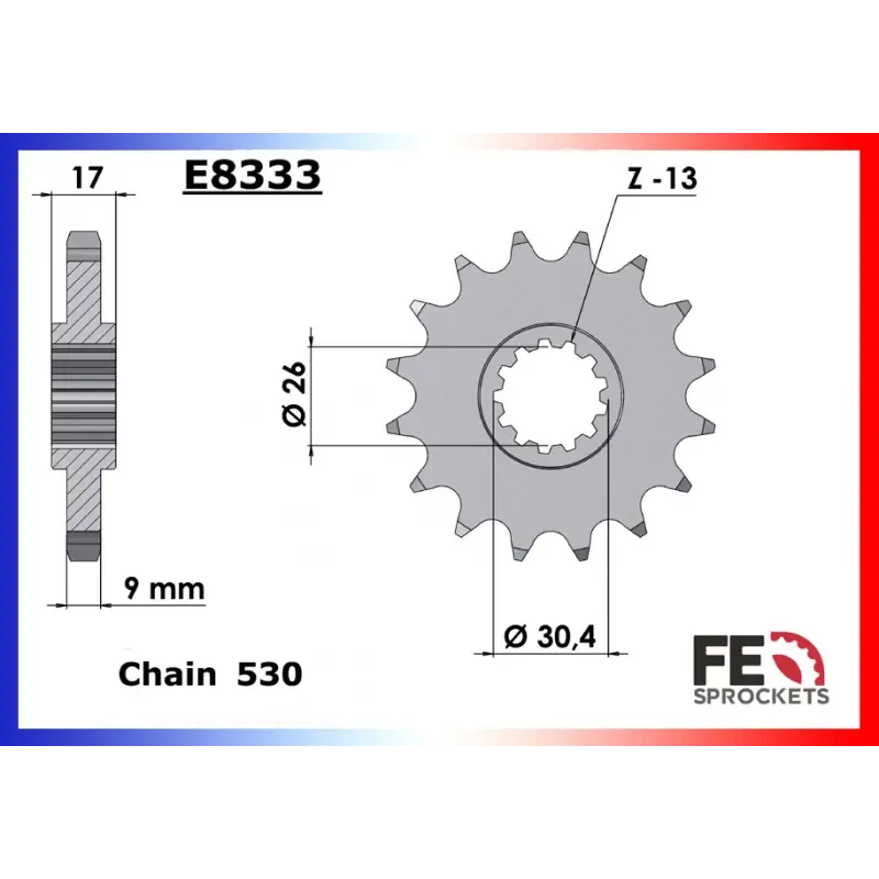 Commander Maintenant Pignon 17 dents pour chaine 530 – France Equipement 9221.E8333.17