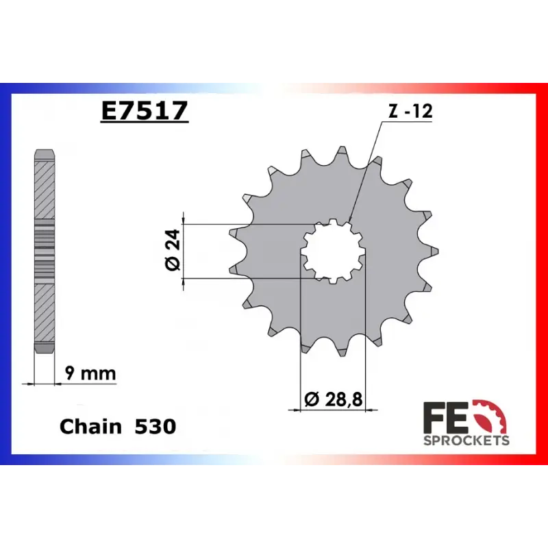 Nouveauté Pignon 17 dents pour chaine 530 – France Equipement 9587.E517.17