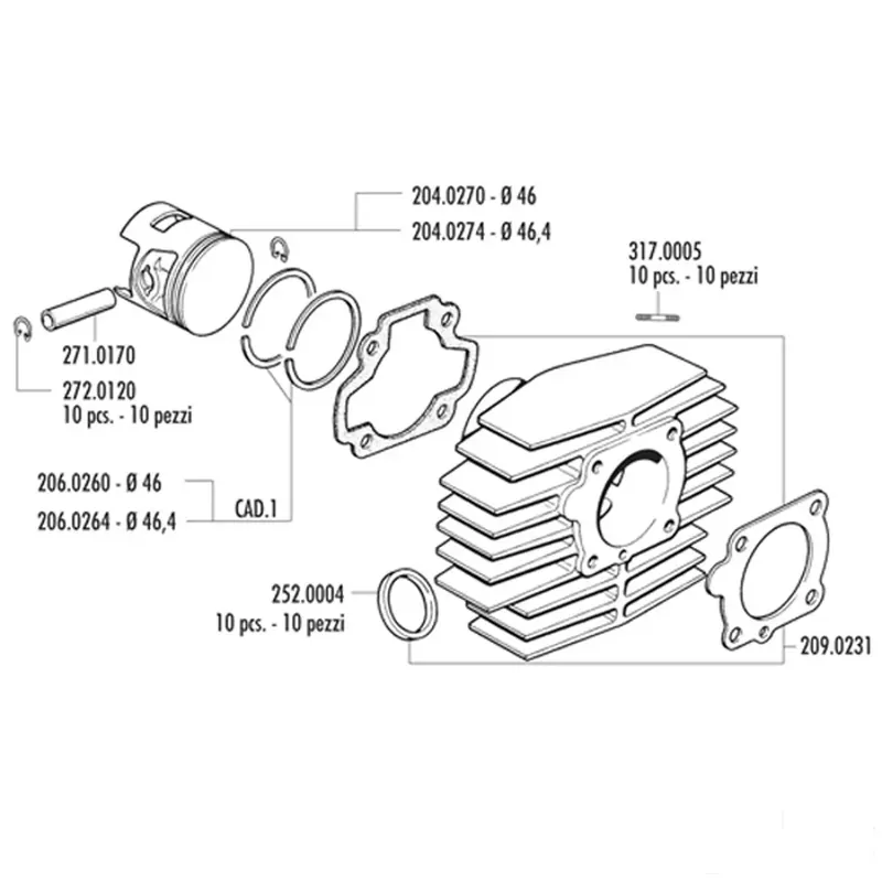 Commander Vite Segment 46mm Honda Camino PX – Polini 70mm