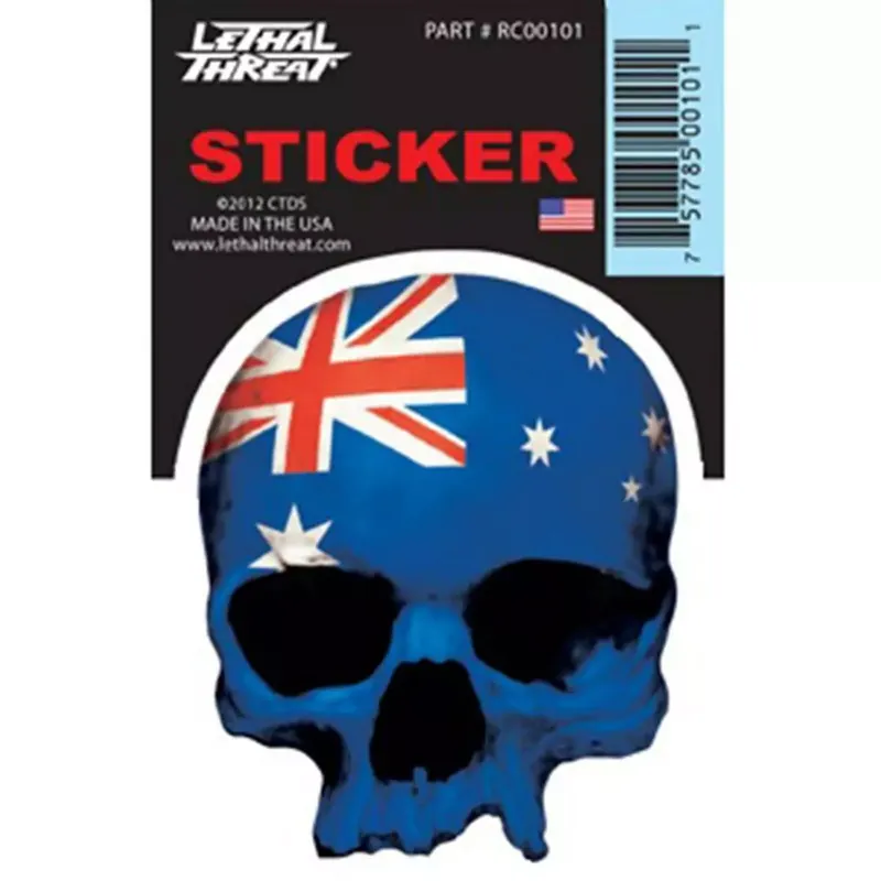 Vente Flash Autocollant / Sticker – LETHAL THREAT Mini Tete De Mort Drapeau Australie 6 x 8cm