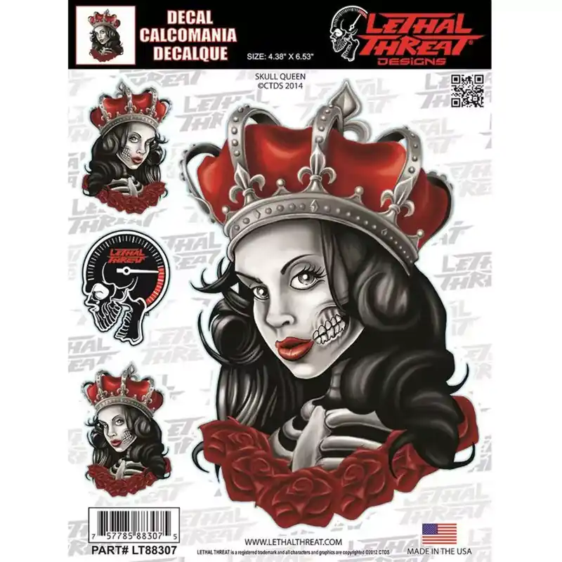 Autocollant / Sticker – LETHAL THREAT Skull Queen 15 x 20cm Meilleur Prix