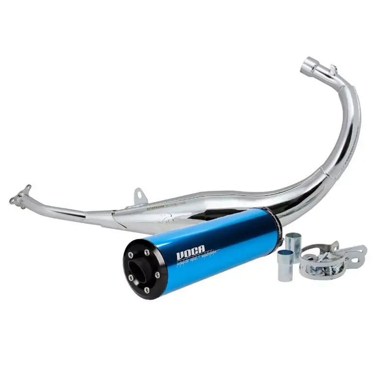 Usine Directe Pot Passage Bas Derbi 50 / 70cc – Chromed Bleu VOCA Racing