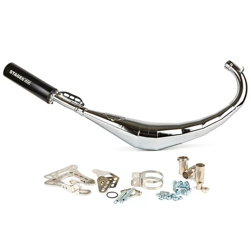 Pot Passage Bas AM6 Derbi Senda 50 / 88cc – Streetrace Chromé CNC Noir Stage6 Certifié