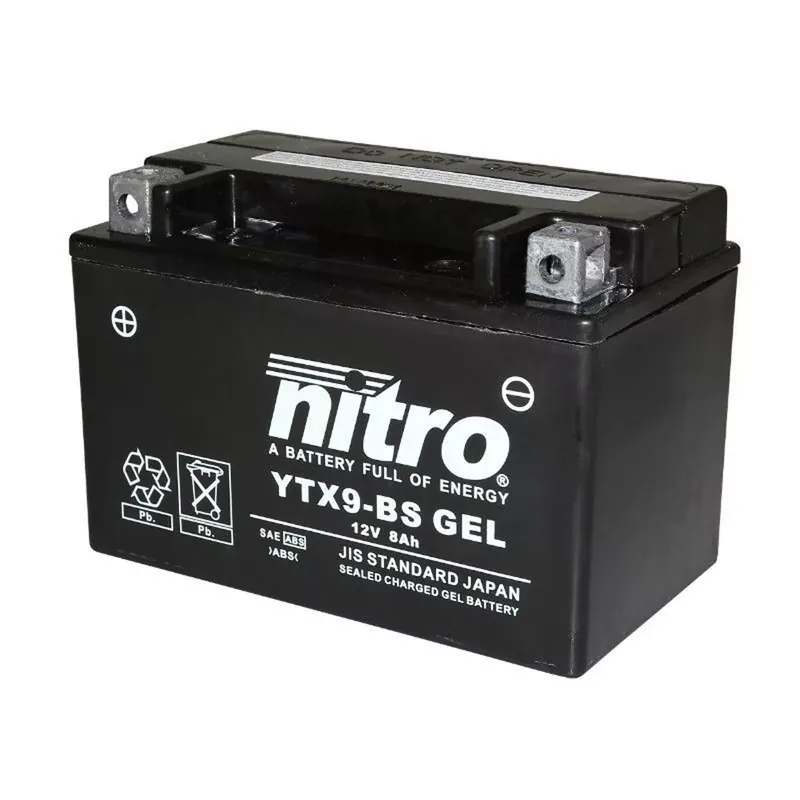 Batterie 12V 8 Ah NTX9 SLA / YTX9-BS – Nitro Prêt à l'emploi / Sans entretien +G Super Prix