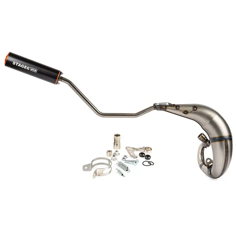 Pot Passage Haut Droit Rieju MRT 50 / 77cc – Streetrace CNC Noir / Orange Stage6 Offre Spéciale