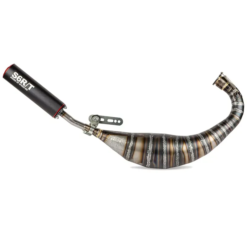 Pot Passage Bas Derbi E3 E4 90 / 100cc – CNC Noir / Rouge Stage6 R/T Usine Directe