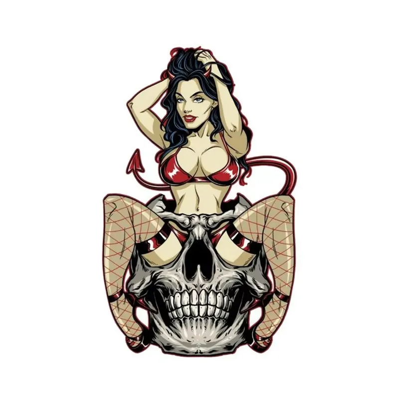 Quantité Limitée Autocollant / Sticker – LETHAL THREAT Mini Pin Up Diable 6 x 8cm