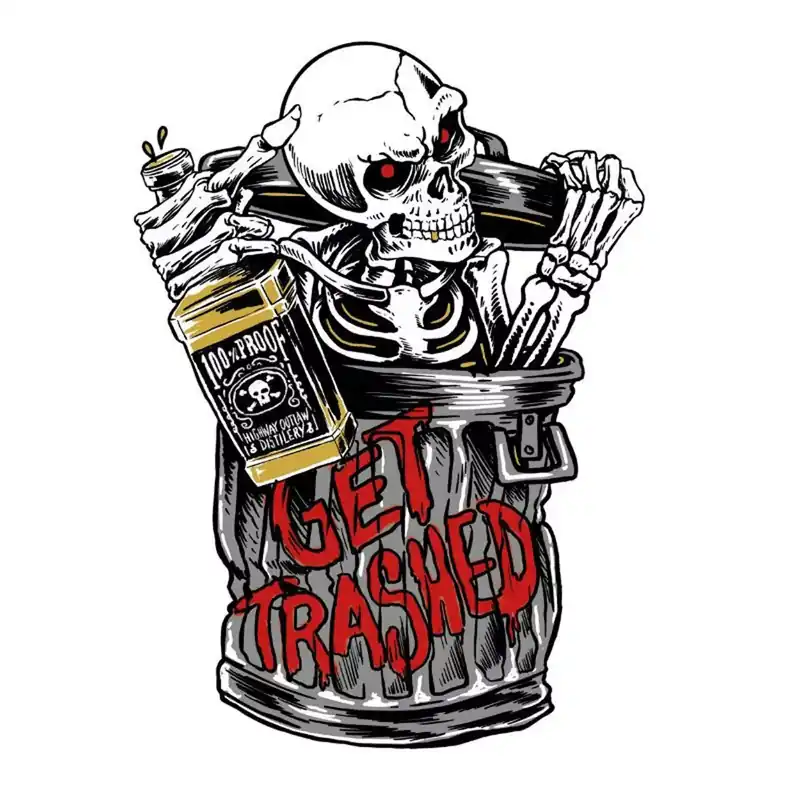 Seulement Aujourd&rsquo;hui Autocollant / Sticker – LETHAL THREAT Mini Get Trashed Skeleton 6 x 8cm