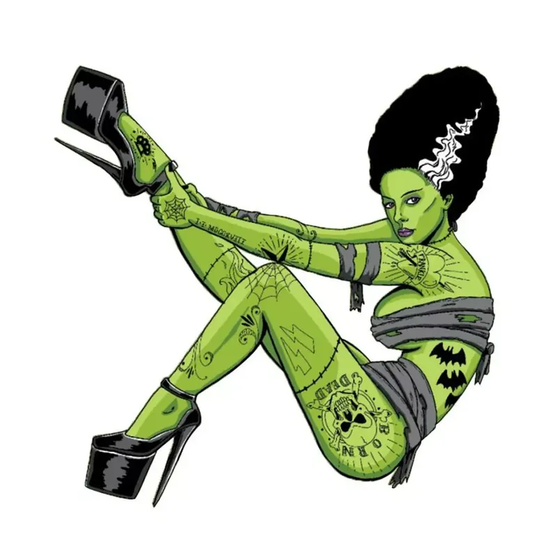 Autocollant / Sticker – LETHAL THREAT Mini Bride Of Frankenstien 6 x 8cm Meilleure Vente