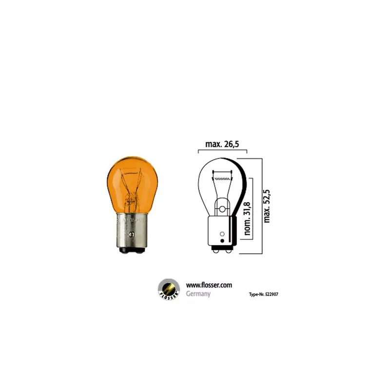 Acheter Direct Ampoule 12V 21/5W BAY15d – Orange FLOSSER