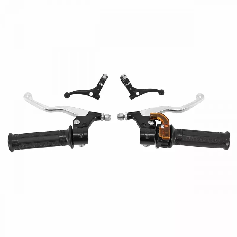 Prix Promo Kit Leviers Frein / Accélérateur – Mini Targa Métal / Plastique / Noir / Chromé