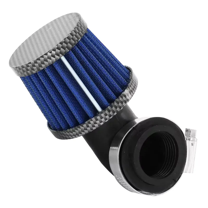 Filtre à air PHVA / PHBN – Replay KN Small FC 28 / 35mm coudé 90 degrés Look carbone / Bleu Achat Immédiat