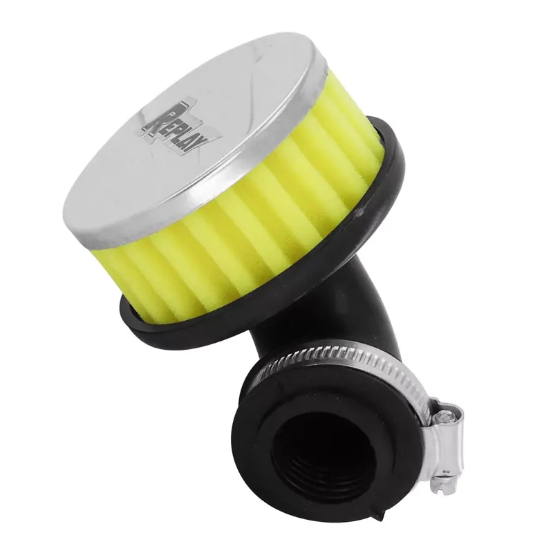 Filtre à air PHVA / PHBN – Replay R Box FC 28 / 35mm coudé 90 degrés Chromé / Jaune Expédition Rapide