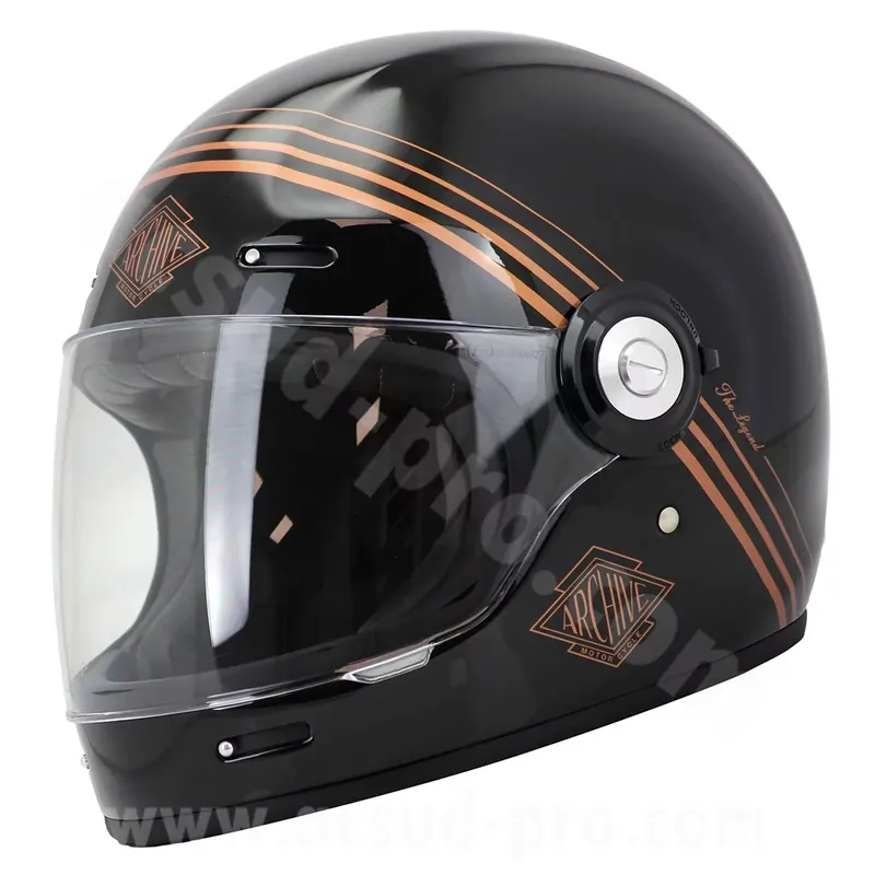 Casque intégral – Archive Vintage The legend Noir Brillant / Or L Meilleur Prix