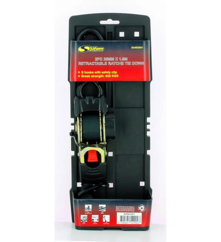 Achat Immédiat Sangles Rétractables 2 Pièces 25mm X 1.8 Mètres Résistance 600 Kg