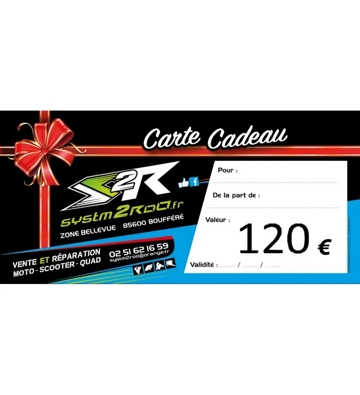Vente Flash BON D'ACHAT CARTE CADEAU 120€ VALABLE 1AN