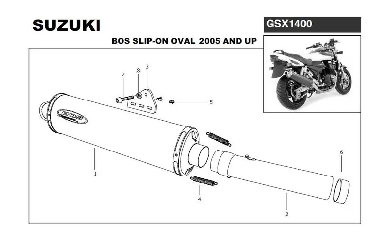 Marque Bos silencieux Ovale alu pour Suzuki GSX1400 2005-2008
