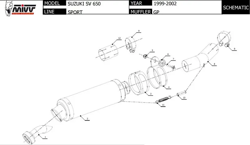 MIVV Silencieux GP titane pour Suzuki SV650 N et S 99/2002 Usine Directe