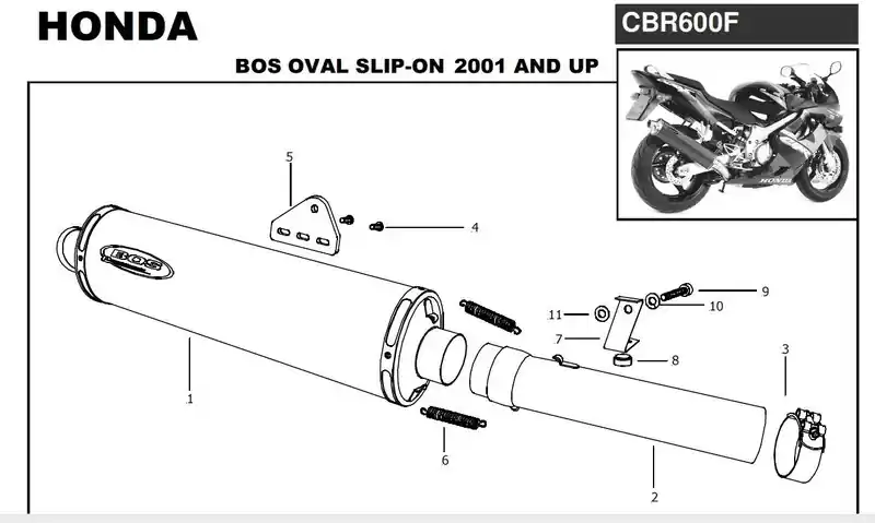 Bos silencieux ovale 120 alu pour Honda CBR600F 2001/2002 PC35F Prix Promo
