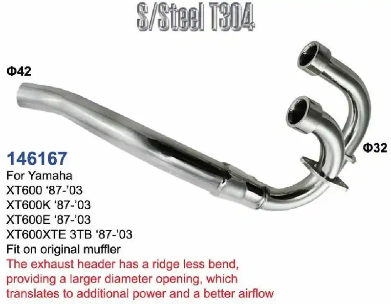 Nouvelle Collection Collecteur gros débit, inox, pour Yamaha XT600
