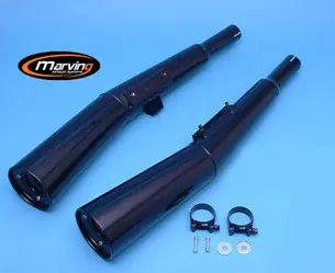 Marving 2 silencieux chromés noir pour Kawasaki GPz750 ZX750A Vente Flash