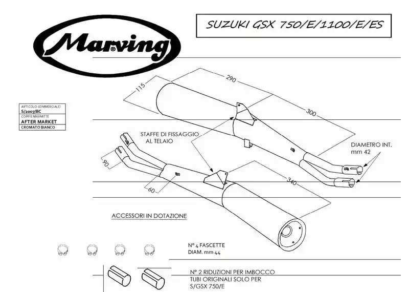 Marving 2 silencieux chromés pour Suzuki GSX750E 1980/82 type GS75X Expédition Rapide