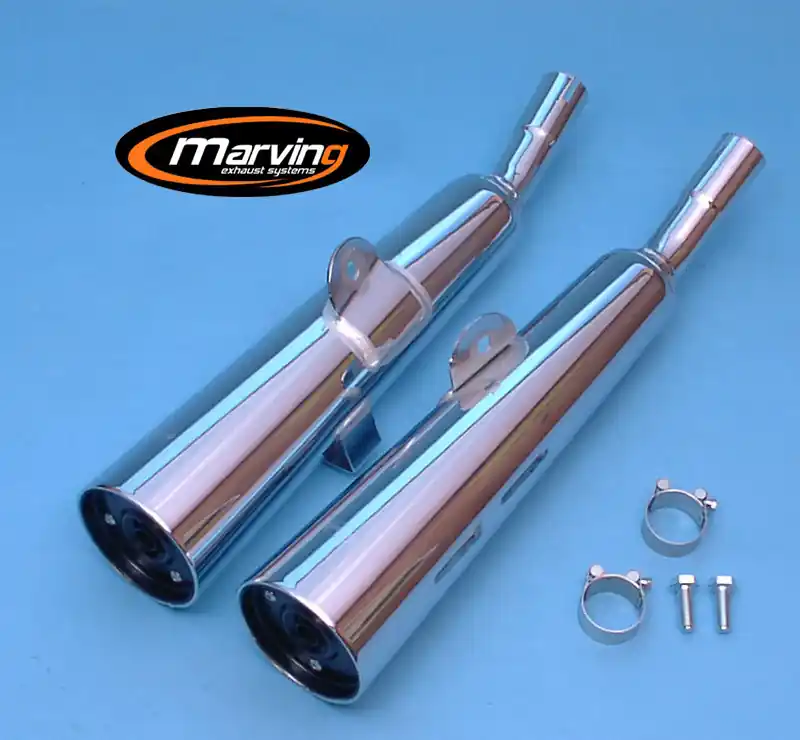 Marving 2 silencieux en acier chromé pour Honda CM 125C JC05 Super Prix