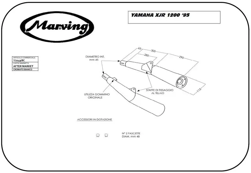 Marving 2 Silencieux chromés noirs pour XJR 1200 4PU 95/98 Must-Have