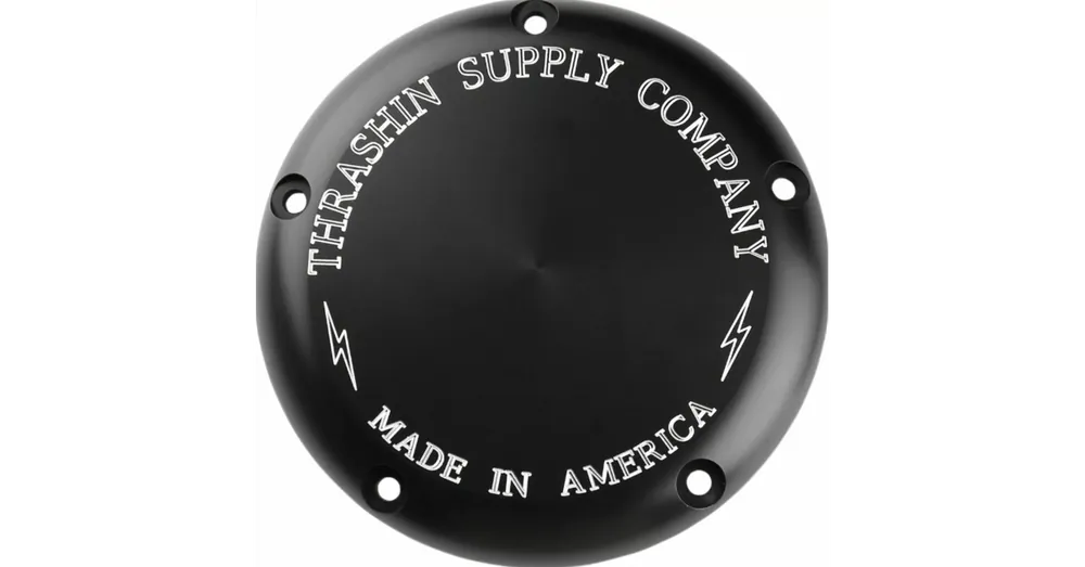 Trappe d&rsquo;Embrayage Thrashin 5-Hole Classic Machine-Cut Anodisé Noir Dyna Softail Touring 99/18 Marque