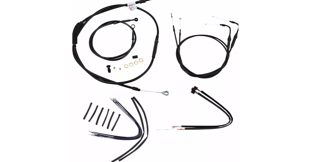 Kit de Câbles Complet Burly Guidon Ape Hanger 16&Prime; Noir Softail ABS 11/15 Solde