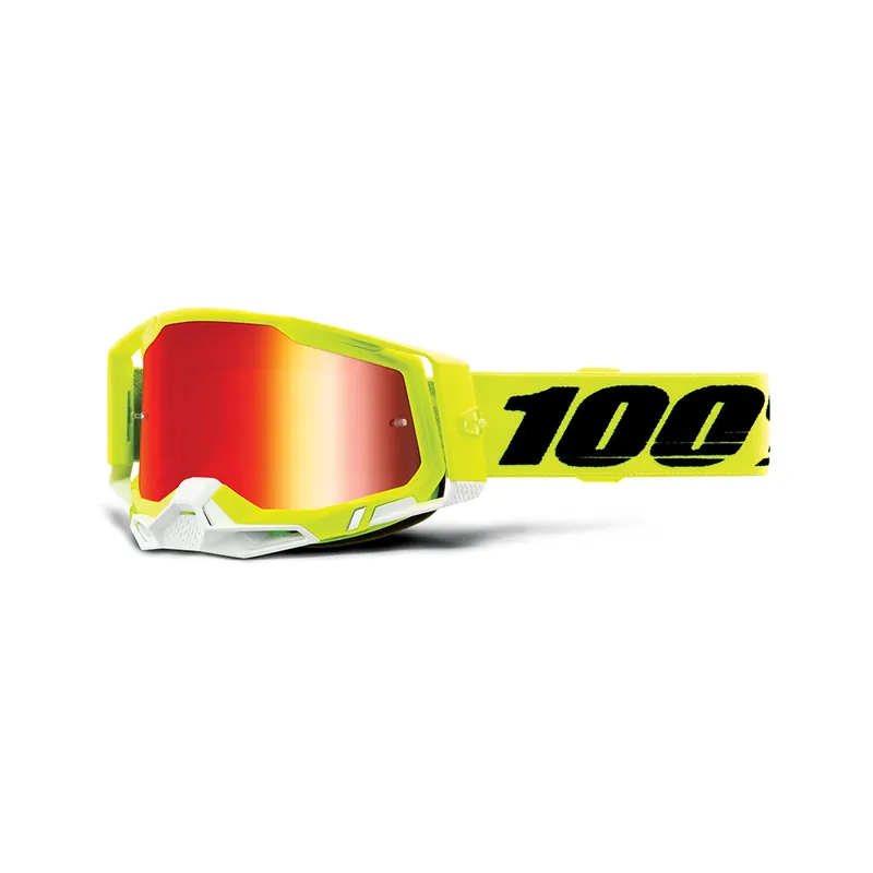 Masque Cross RACECRAFT 2 Jaune Fluo – Ecran Mirror Rouge Usine Directe