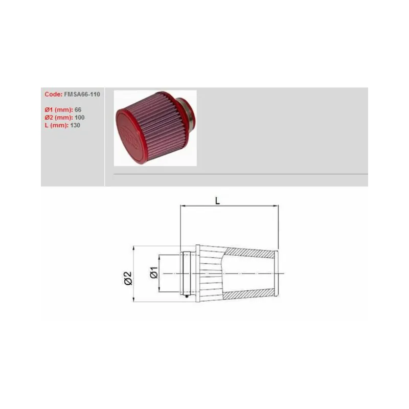 Filtre à air BMC conique Ø66mm – FMSA66-110 Dernière Chance