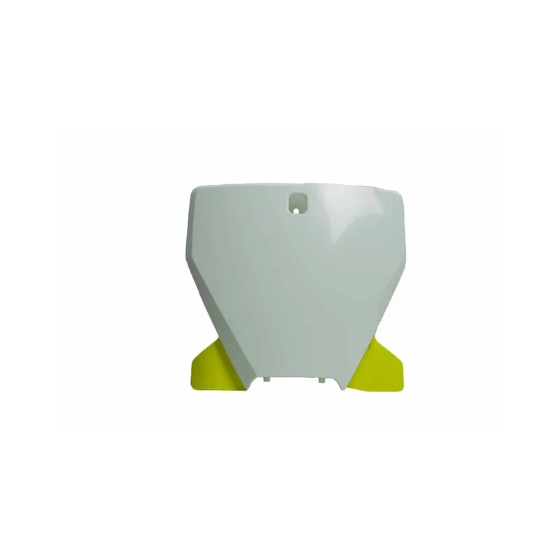 Dernier Modèle Plaque numéro frontale RACETECH blanc/Yellow Husqvarna TC/FC