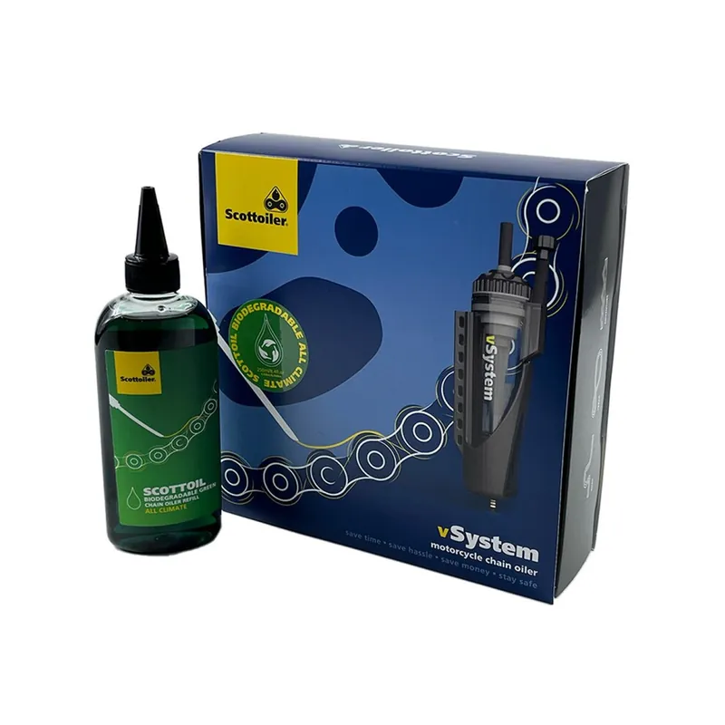 Graisseur de chaîne électronique SCOTTOILER + lubrifiant vert biodégradable Achetez Aujourd&rsquo;hui