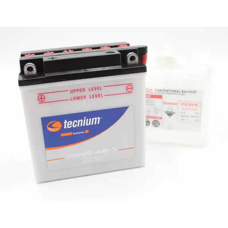 Batterie TECNIUM conventionnelle avec pack acide – 12N9-4B-1 Haute Qualité