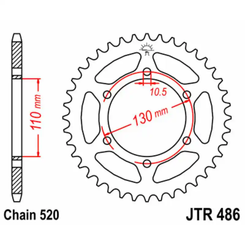 Couronne JT SPROCKETS acier standard 486 – 520 Expédition Rapide