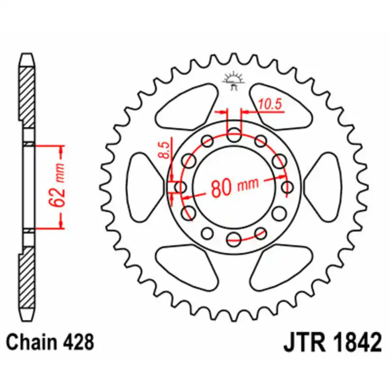 Prix Promo Couronne JT SPROCKETS acier standard 1842 – 428